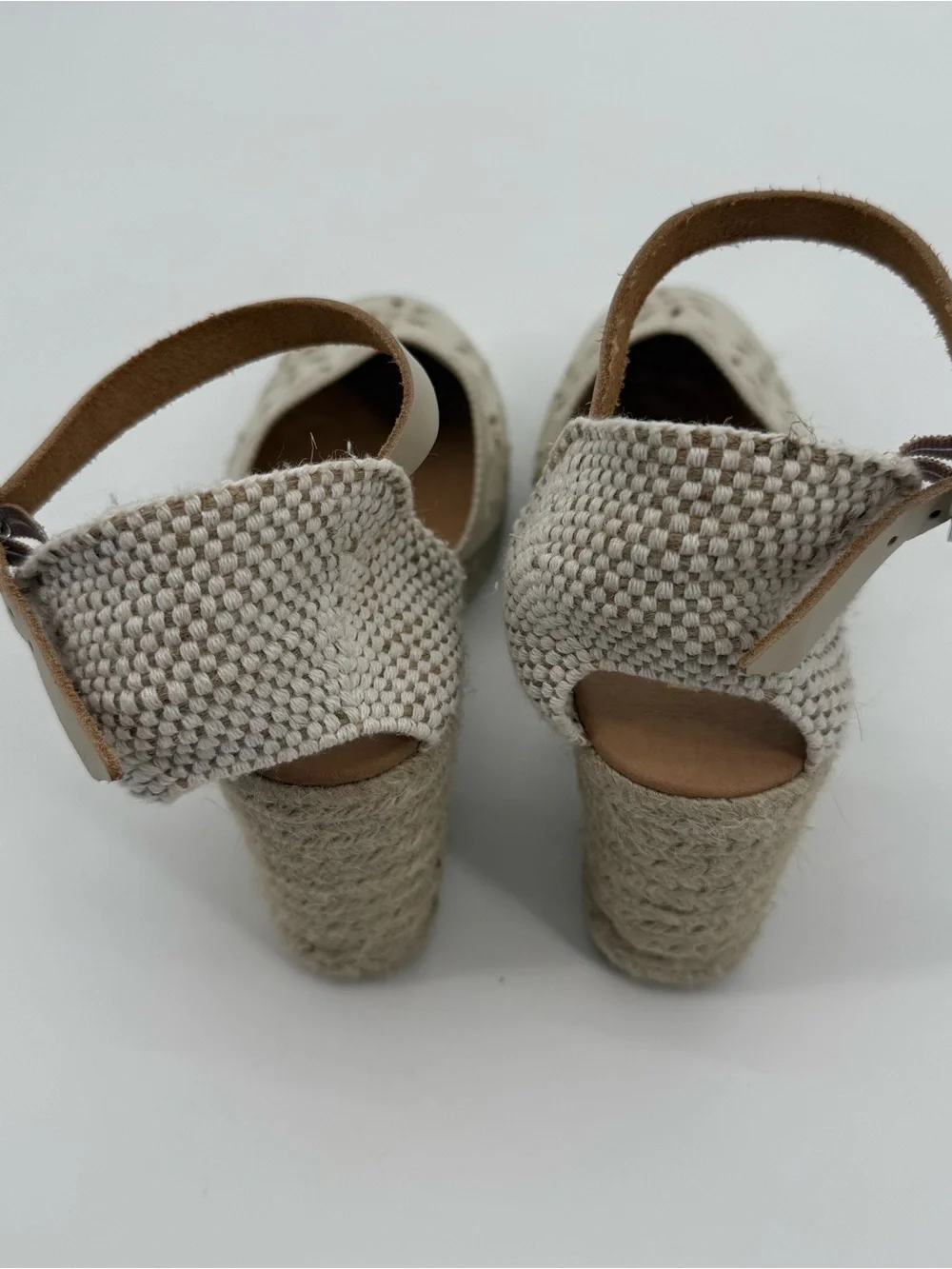 Maypol Espadrille Beige Wedges Eyelet Cutout Size EU 40 Spain Canvas 9